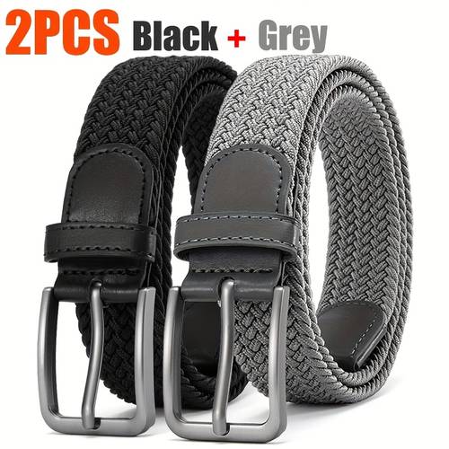 2 pack mens woven elastic golf sports belt baseball belt stretch fabric 1 34 inches wide multiple color options fits casual jeans versatile and comfortable breathable and non restrictive essential for sports and casual wear