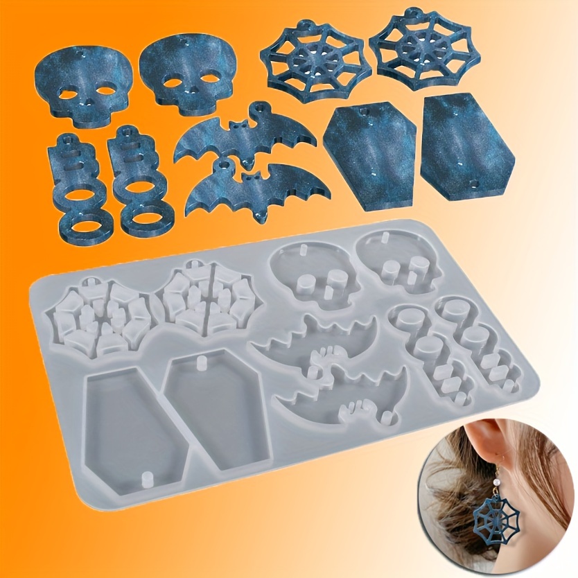 

Silicone Resin Casting Molds For Diy Crafts - 1 Set, Bat Designs, Rectangle Shaped Jewelry Pendant Earring Making Kit