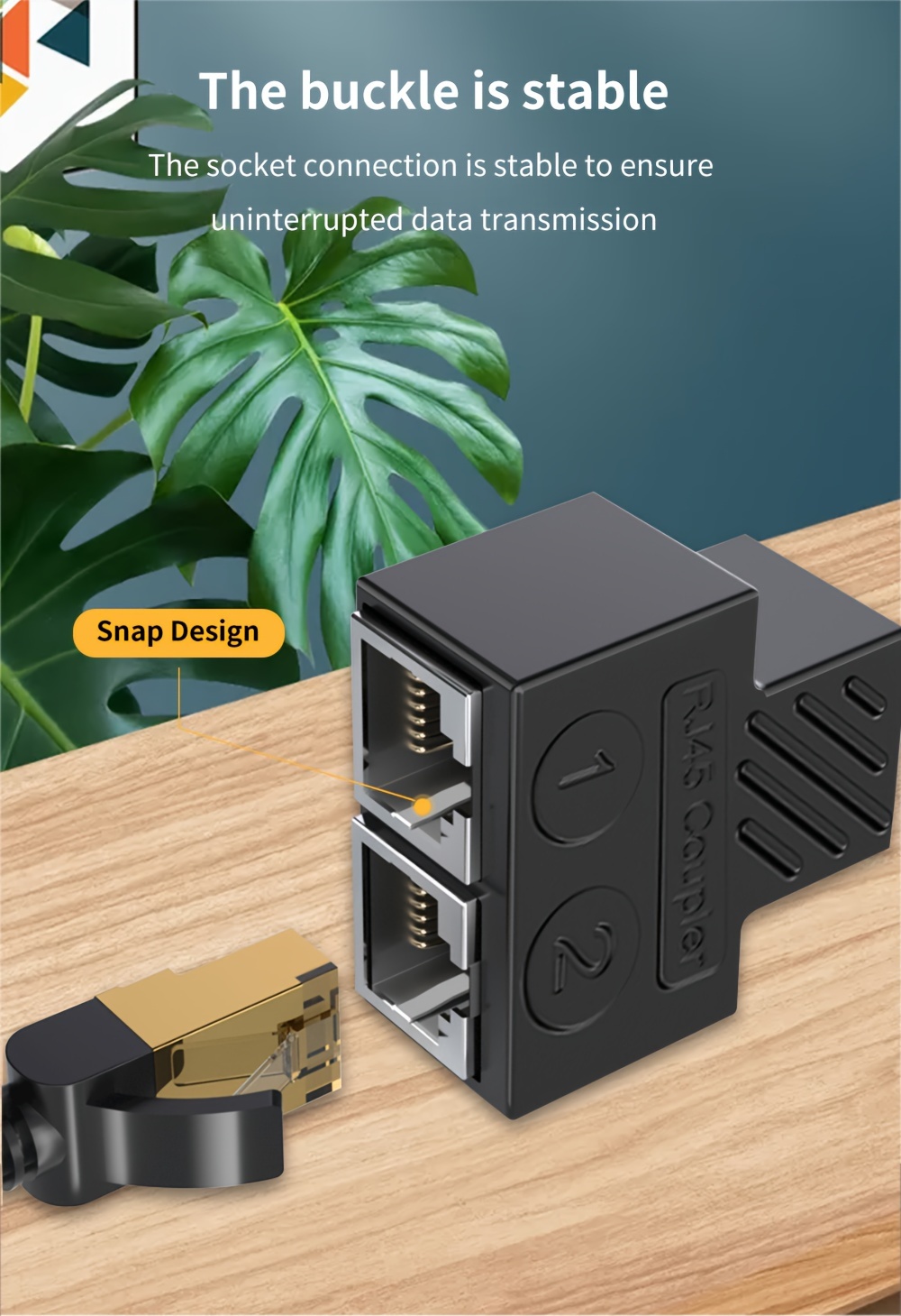 TISHRIC NOUVEAU Adaptateur de port Ethernet réseau d'extension 1 à 2, connecteur de câble réseau RJ45, coupler RJ45, adaptateur de répartiteur réseau, ports