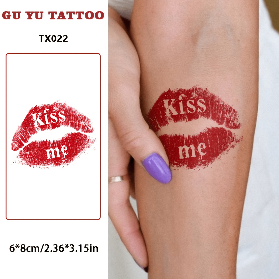 TEMU A Red Sticker, Featuring A Sweet And Edgy . Waterproof And Long-lasting With A Realistic Design, Suitable For Collarbone And Arm Application.