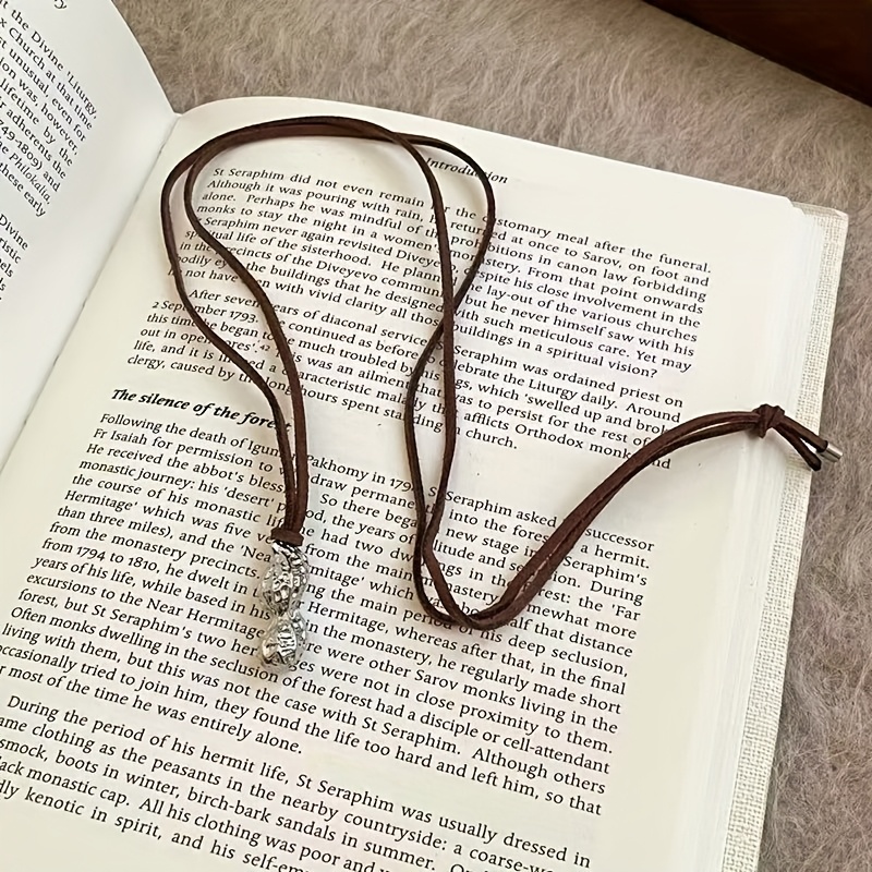 Silvery Good Luck Peanut Brown Drawstring Necklace