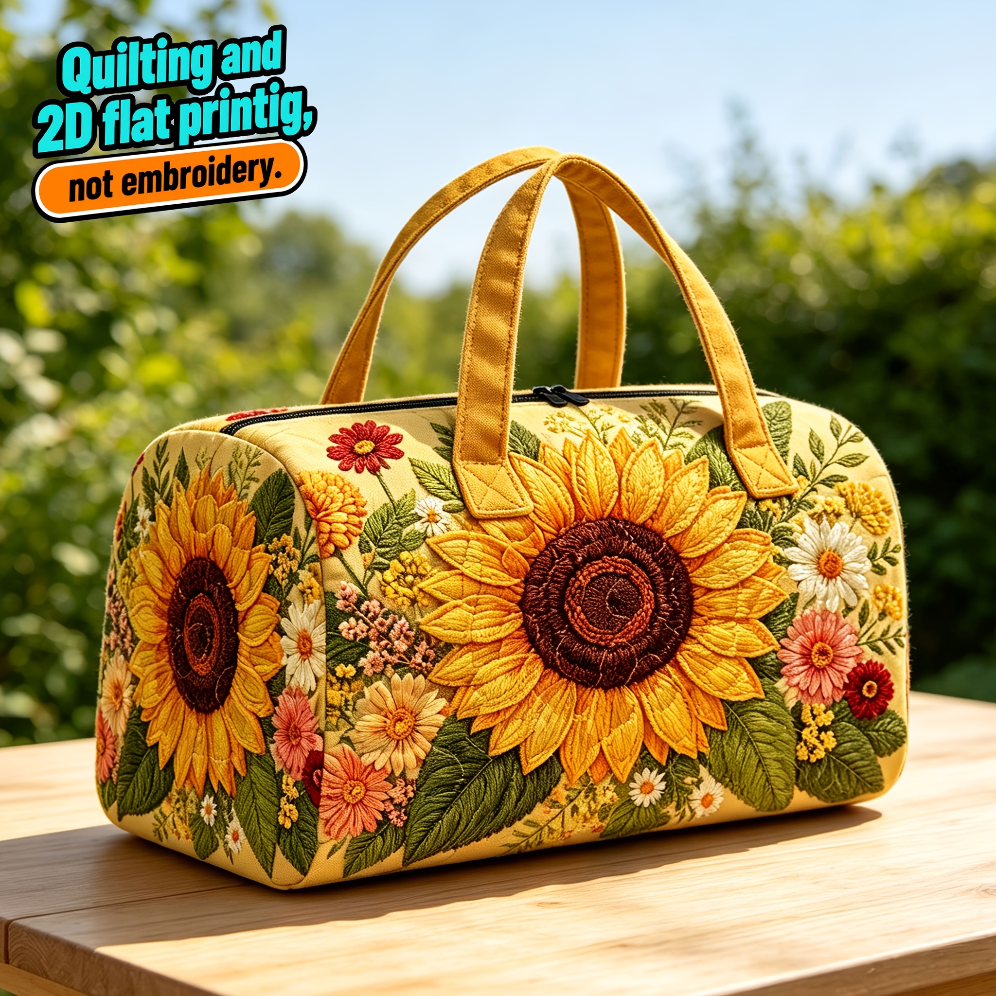 TEMU Quilting And 2d Flat Printing, Not Embroidery. Women's Large Capacity Travel Bag, Quilted Handheld Outdoor Travel Luggage Storage Bag, Fitness