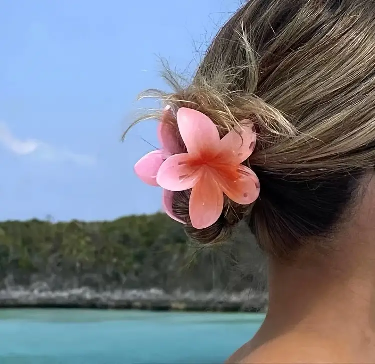 18pcs set of hawaiian colorful hibiscus flower hair clips light gradient durable plastic material sweet and cute womens beach vacation accessories   female   and festivals Product details 1