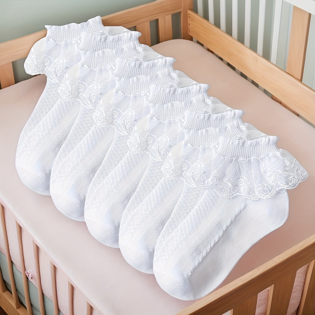 5 Pairs of Girls Socks Lace Ruffle Breathable And Comfortable Dance Princess Socks
