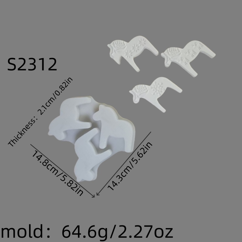 Image of Resin Silicone Mold Christmas Pony 3d Decorative Silicone Mold Diy Candle Silicone Mold Gypsum Decorative Silicone Mold Home Decoration Epoxy Resin Mold S2312