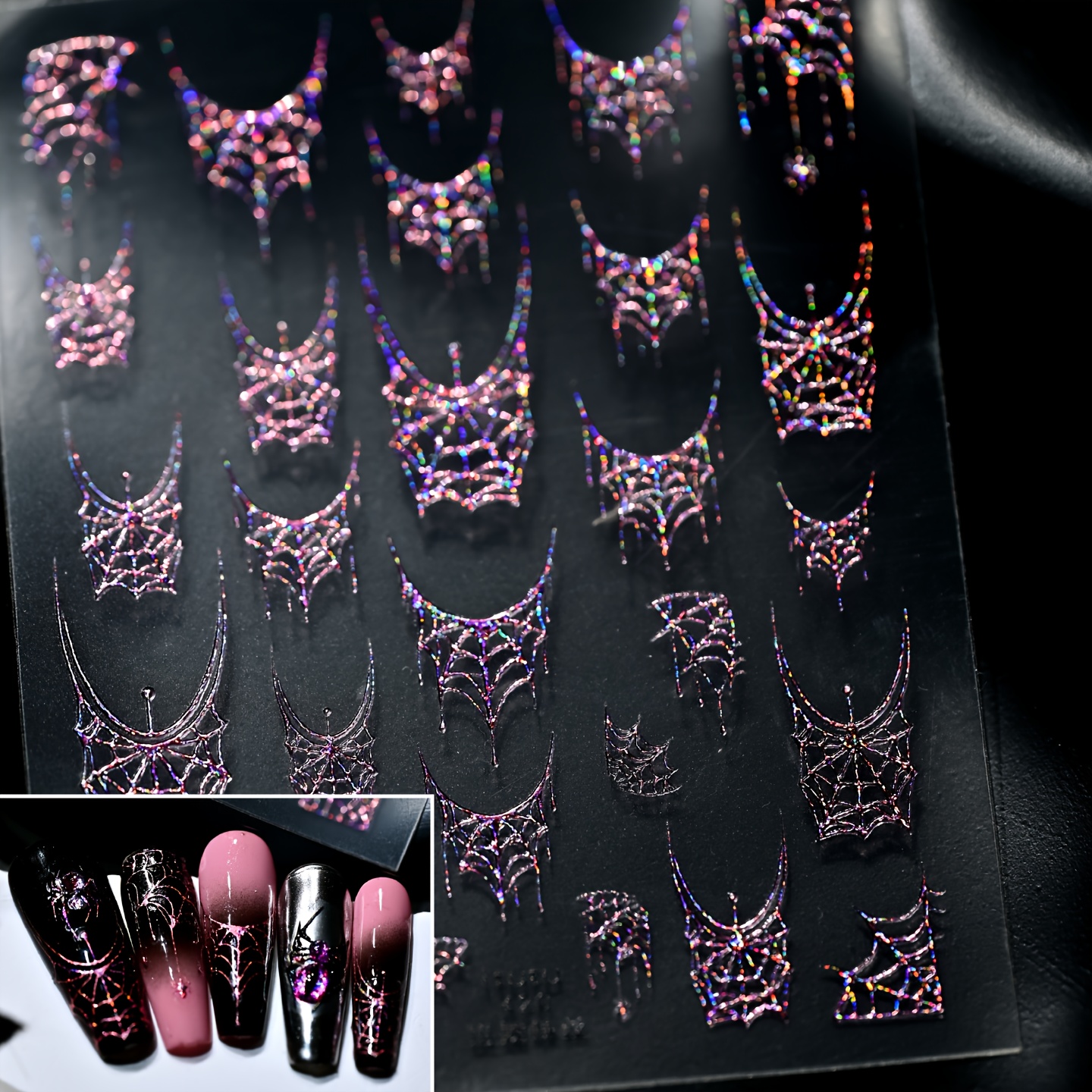 Stickers - Gothic Anime/comic Webbing Decals With Matte, Temporary Nail Art For Halloween & Themed Parties ( Use, Easy Application)