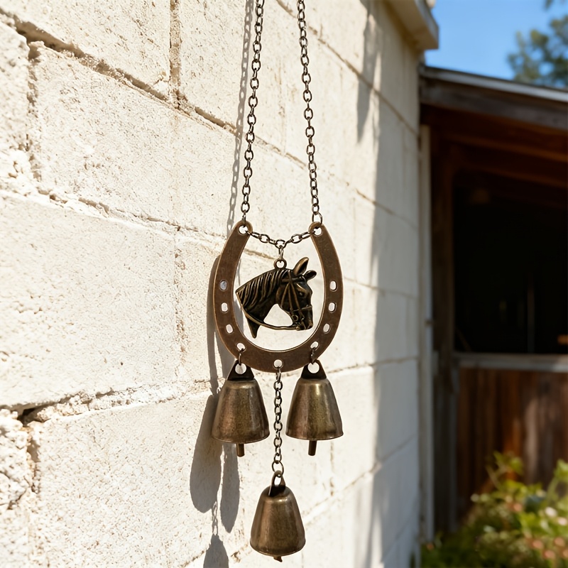 TEMU 1pc Vintage Horseshoe Wind Chime - Rustic Decoration With Wind Chime, Outdoor Garden And Home Hanging Decoration Wind Chime, Valentine's Day,