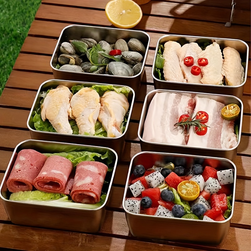 4 stainless   keeping boxes refrigerator food storage containers pickle meal preparation containers practical for home and outdoor picnics details 1