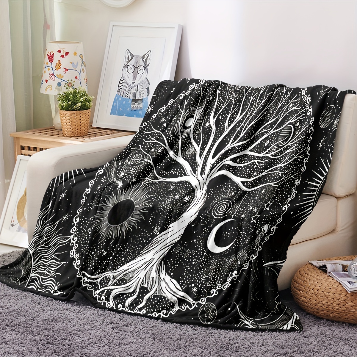 Boho Style Throw Blanket 400gsm Soft Flannel Blanket Sofa - Temu