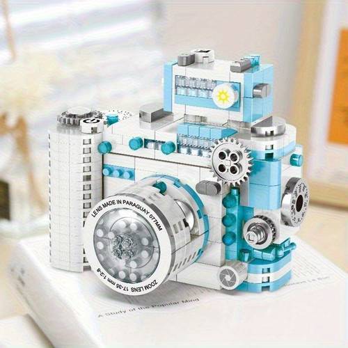 item picture retro building block camera model creative puzzle decoration simulation building block camera christmas halloween gift suitable for boys and girls holiday present