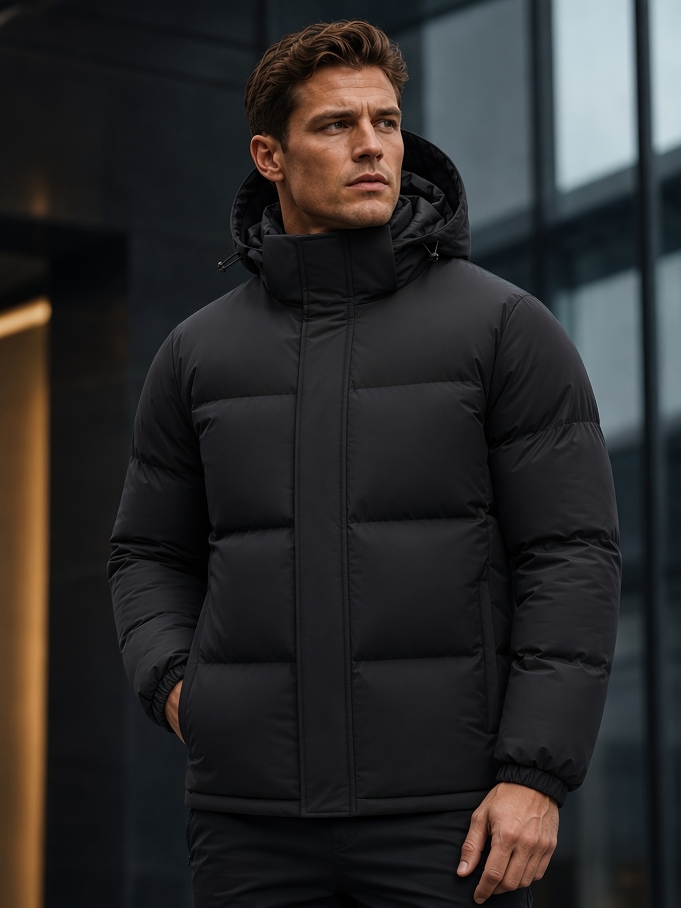 Men's Loose-Fit Hooded Padded Jacket for Winter