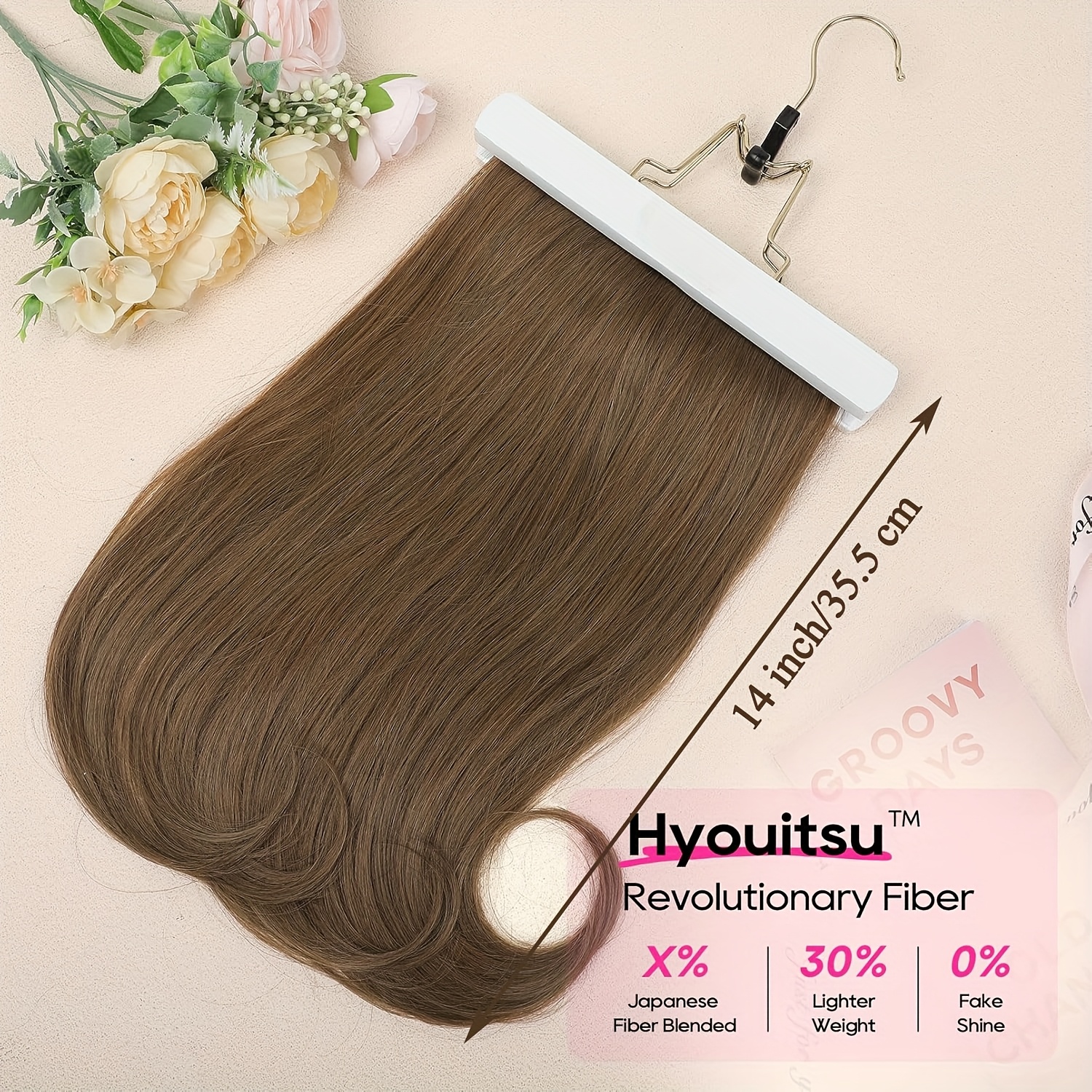 4pcs   clip in short beach wavy hair extensions invisible lace weft   hairpieces for women 14 heat resistant synthetic hair   style for everyday special occasions versatile hairpiece soft texture hairpiece details 3
