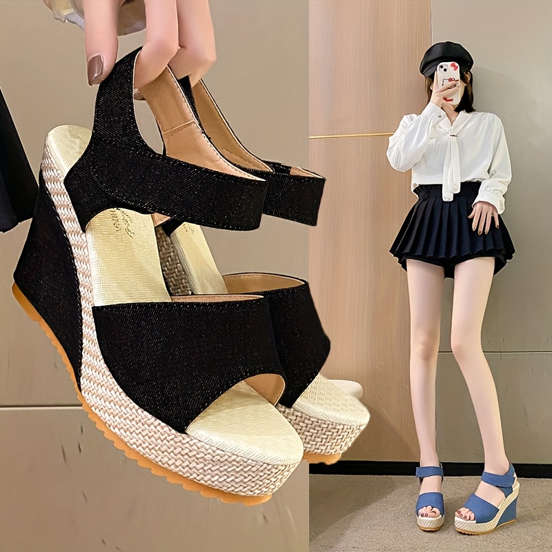 Sandalias de tacón alto para mujer con suela gruesa y diseño de boca de pez, Zapatos de mujer