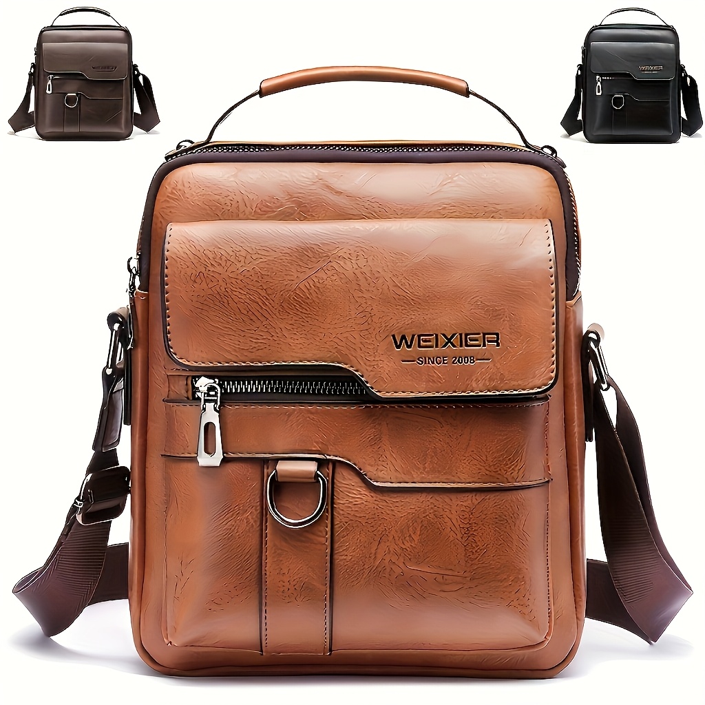 mens high end leather crossbody bag multi functional - Temu display picture 3