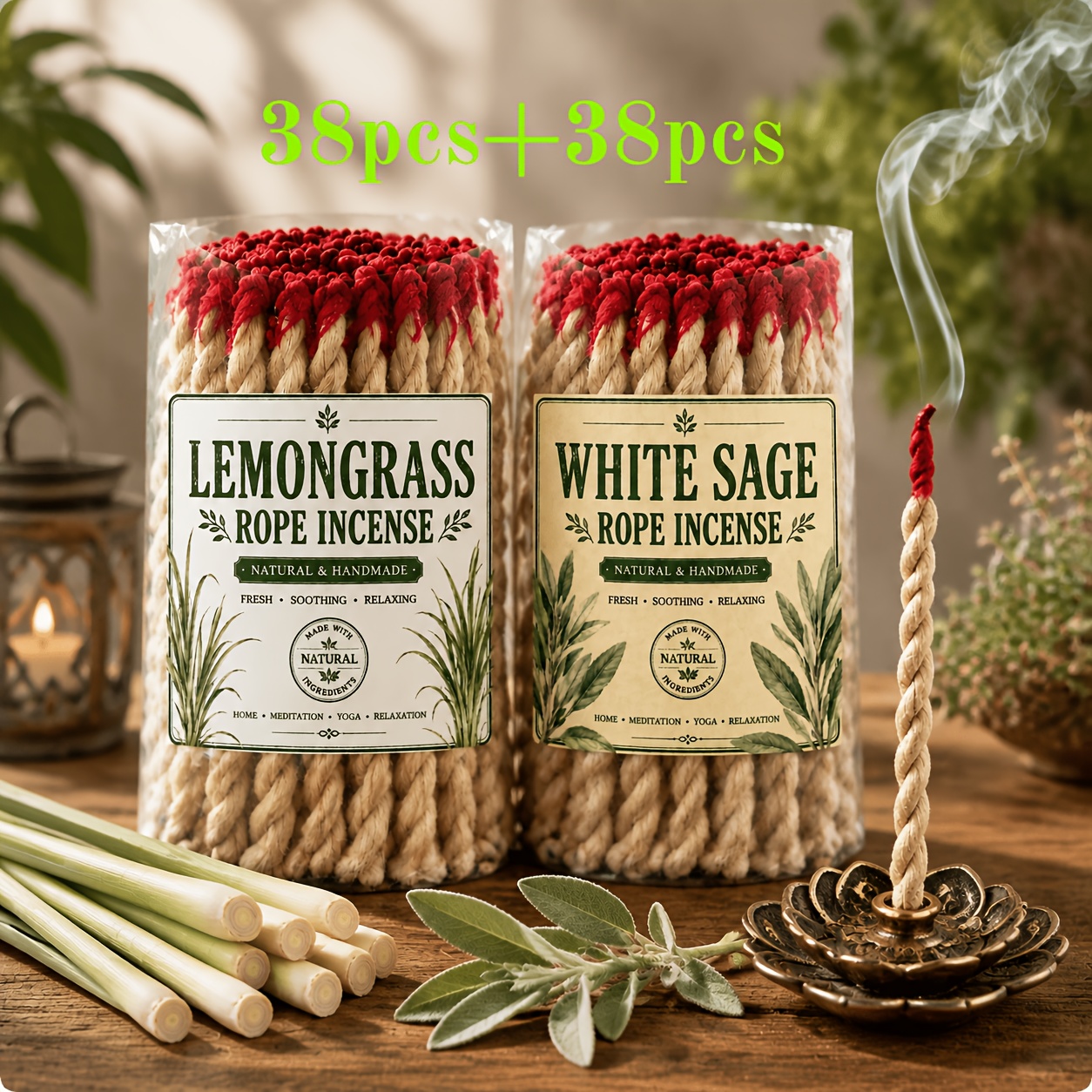 TEMU Ensemble en corde de et de blanc, 76 pièces | Cordes népalaises tissées à | Forte odeur | Ensemble cadeau à combustion lente , le yoga et la