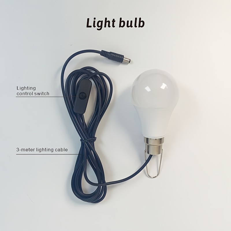 Panel solar de 3W con cable de 3 metros y caja de conversión de carga, más tres bombillas de bajo voltaje de 9W con cables de interruptor de 3 metros. Puede cargar teléfonos móviles. Adecuado para iluminación durante apagones, carga de emergencia de teléfonos, iluminación del hogar, iluminación
