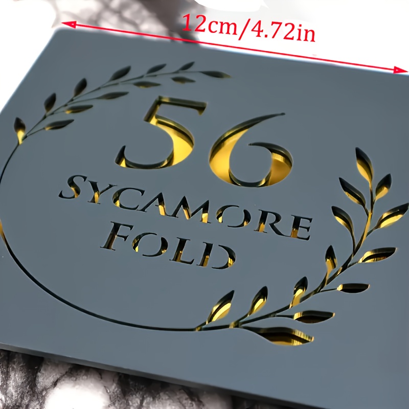 TEMU 1 plaque de porte acrylique 3D - Plaque d'adresse extérieure personnalisée avec nom et numéro, adhésive au dos, , , les résidences et les