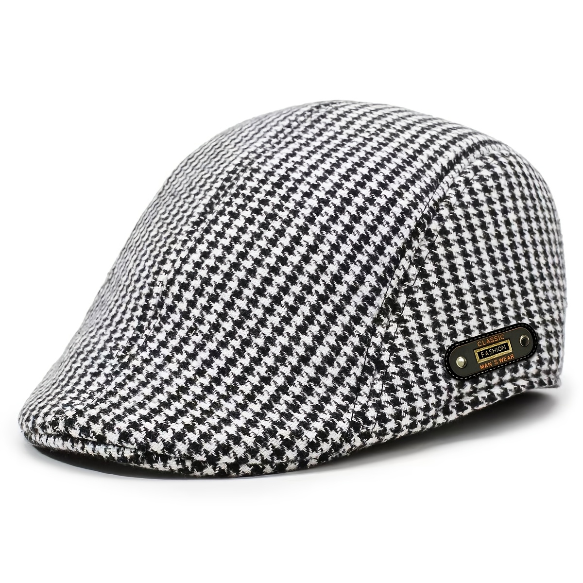 TEMU Rétro Automne Hiver Homme, Chapeau de Sport Ajustable à Bec de Canard, Tendance et Facile à , Motif Grille d'Oiseaux, Convient aux Hommes et