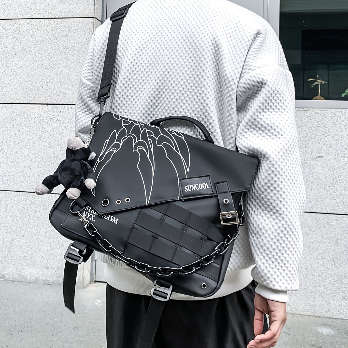 chain decor messenger bag large capacity crossbody - Temu