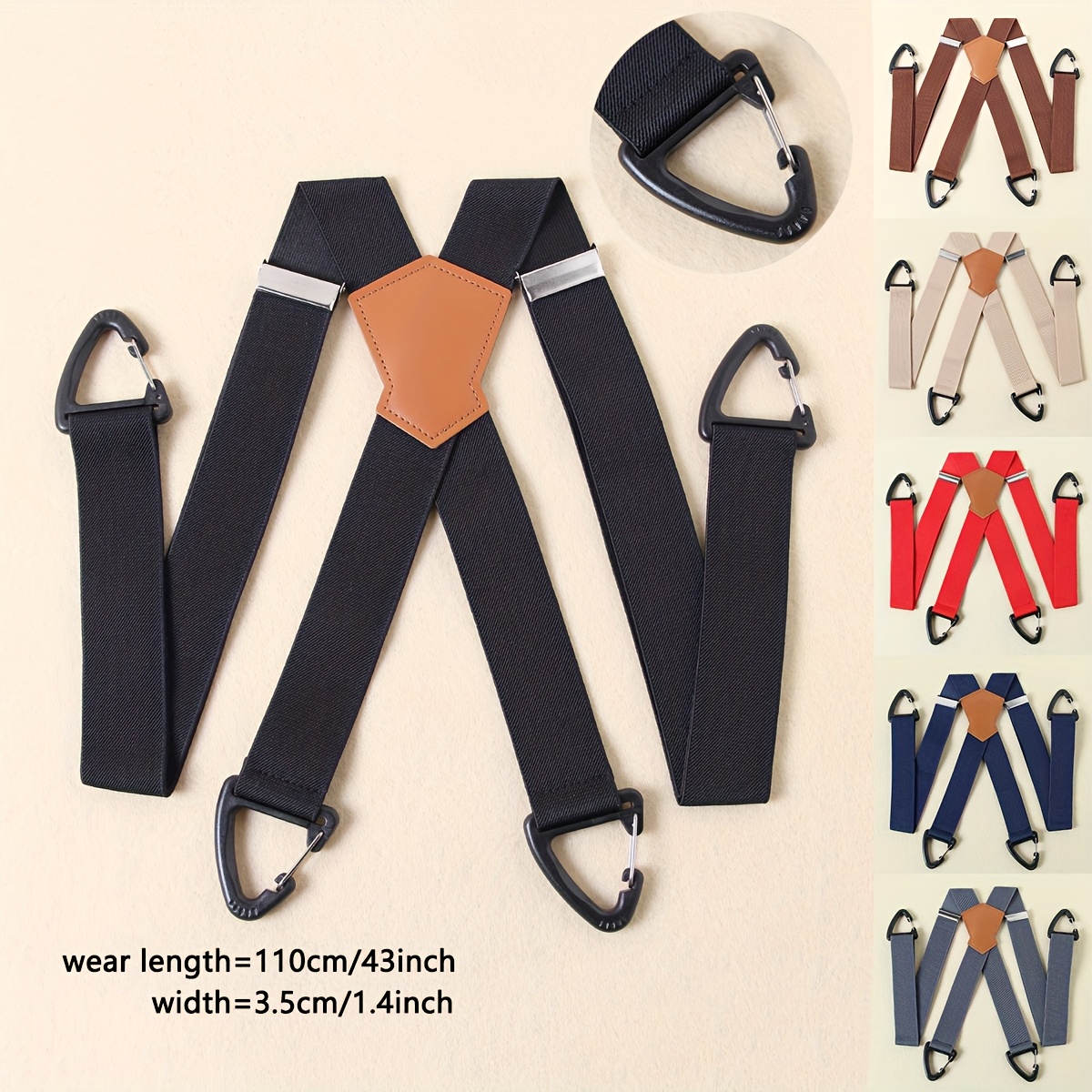 HISDERN Men's Braces for Trousers with 4 Strong Clips Heavy Duty Suspenders X Style Black