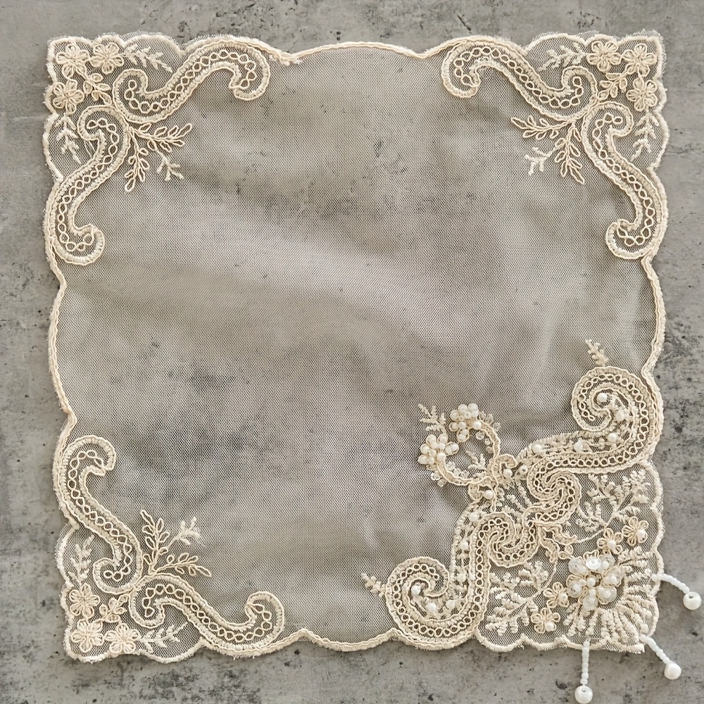 TEMU Mantel de mesa retro francés de encaje, servilleta beige bordada a con cuentas y lentejuelas, suministros de cocina para taza de agua, , ,
