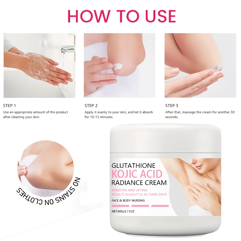 kojic acid e glutathione brightening cream contains