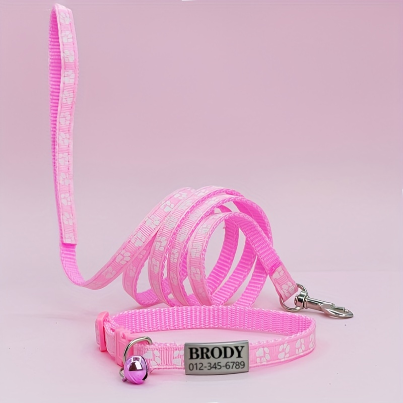 TEMU [Personalizzato] Collare e Guinzaglio per Animali Domestici, Collare Regolabile per Animali con , Clip a Sgancio , Resistente per Addestramento