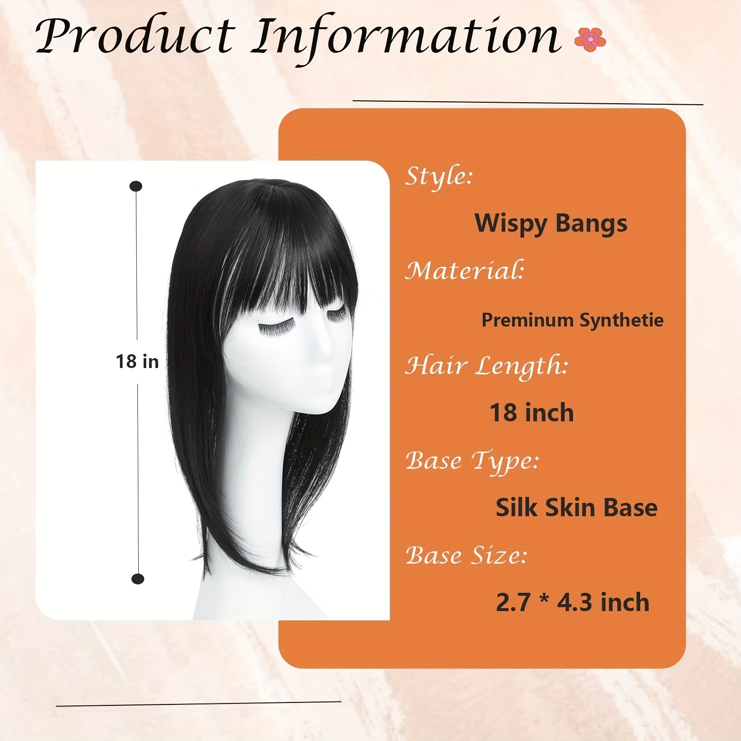 18 Inch Synthetic Hair Topper with Bangs 360 Coverage Clip In Auvzy Clip in Bangs Mini Wavy Hair Topper with Bangs 18inch  main image 3
