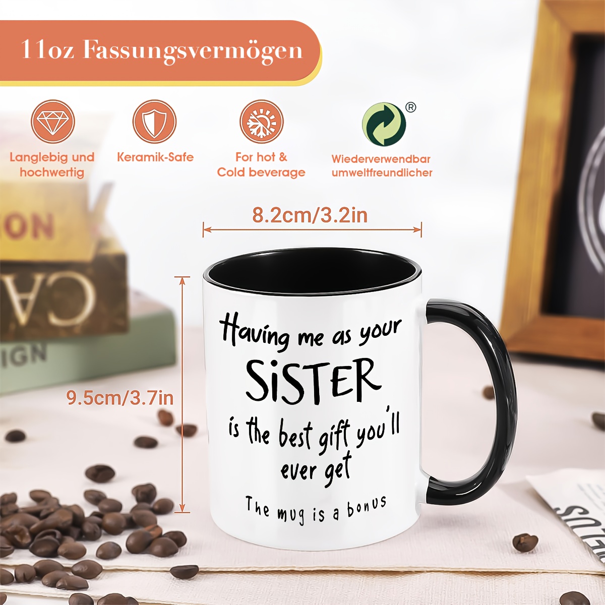 1pc 11oz sisterly gift ceramic coffee mug tea cup a cup mug printed with   having me as your sister is   text a perfect birthday sister appreciation gift for   family   1