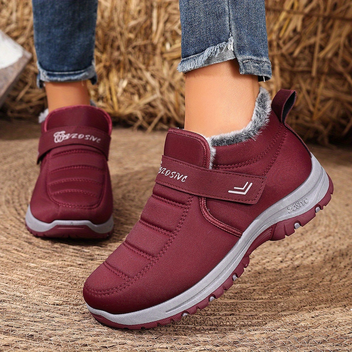 bottes dhiver thermiques pour femmes avec semelle épaisse en peluche - bottes de neige antidérapantes pour randonnée, glace et extérieur - bottes confortables et chaudes à bout rond et talon moyen (lavables à  ), chaussures pour femmes Détails du produit 5