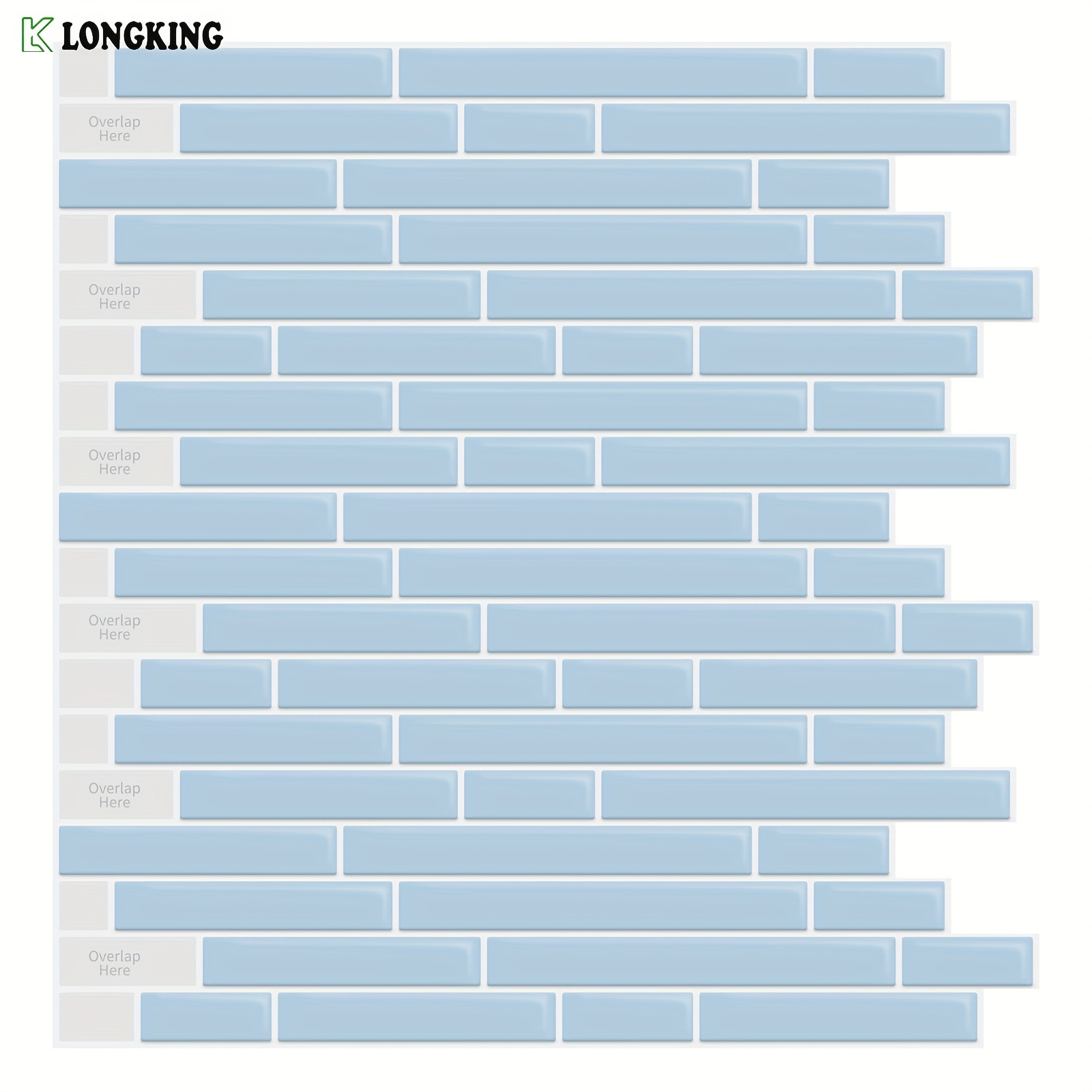 

Longking 10-piece 12 In. X 12 In. Peel And Stick Backsplash Light Blue Small Chip Tiles, 10 Sq Ft/case