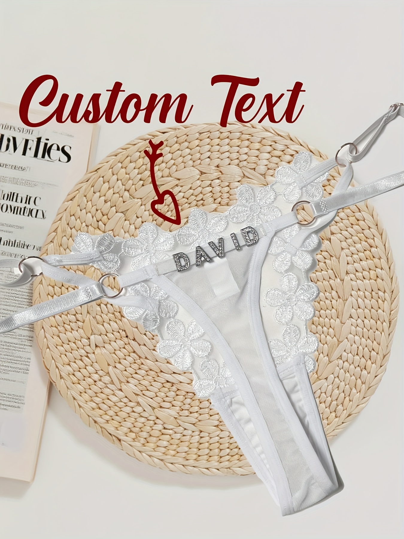 1 custom engraved david red lace g string thong with floral embellishments personalized womens underwear unique gift idea for   ideal for spring summer festive gift   style with contrast lace trim