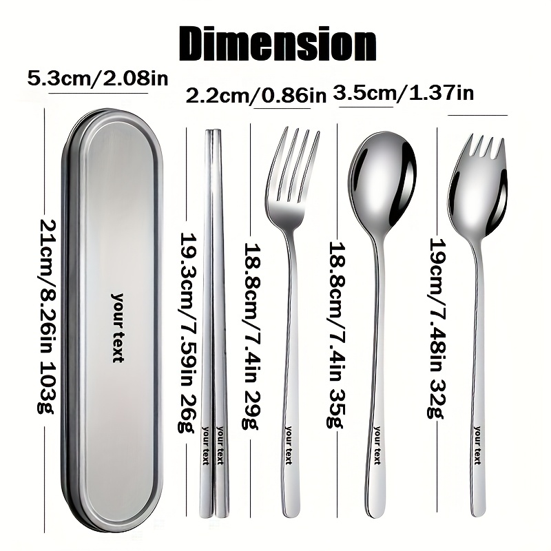 personalized customization 2 3 4pcs set of silvery 304 material portable tableware salad   spoon chopsticks and stainless steel box suitable for outdoor picnics home kitchens and durable tableware outdoor travel tableware Product details 1