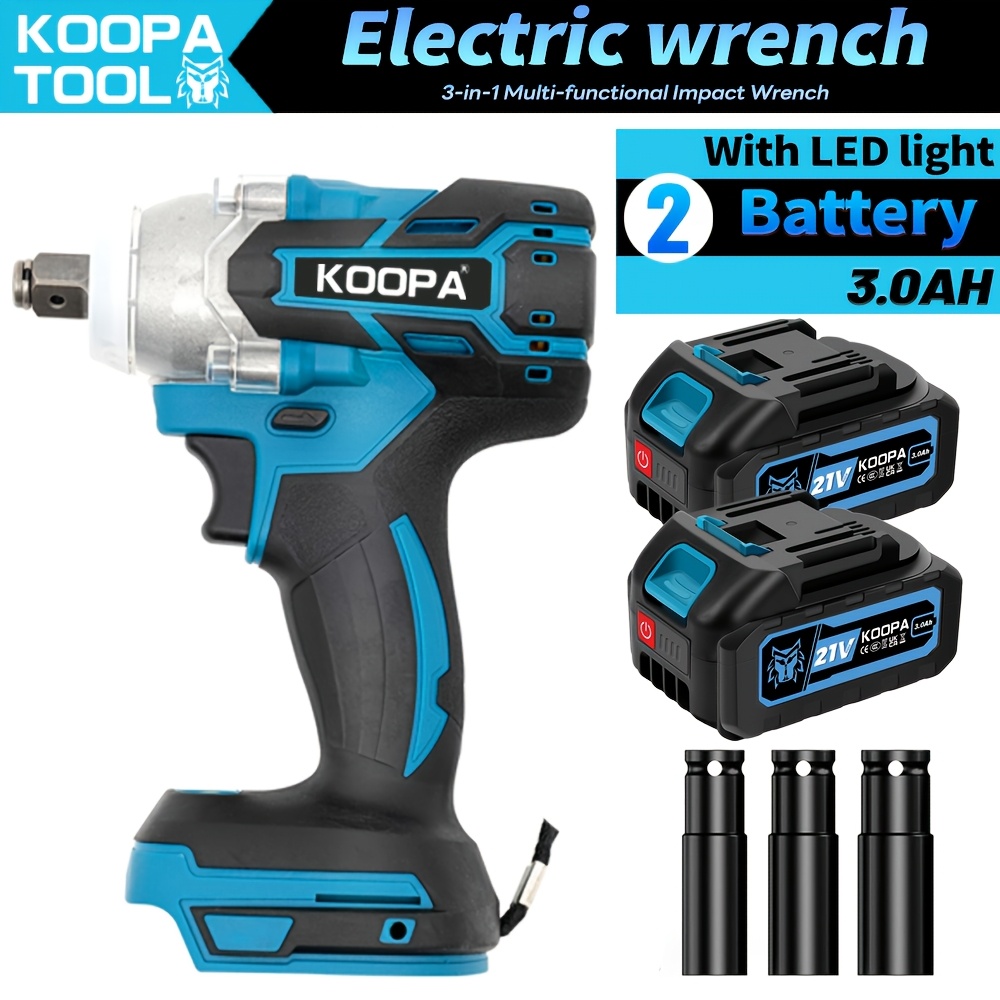 Image of Koopa Tool 3-in-1 Impact Wrench, With 1.5ah/3.0ah Battery, 1/2 Inch Brushless Motor Electric Wrench, 2-speed, Suitable For Automotive And Diy.