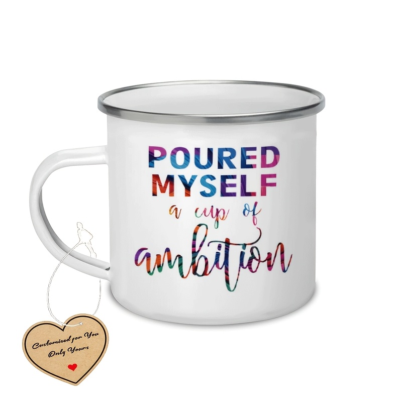 TEMU 1pc, 12.5oz , Design Enamel Mug For Restaurant And Business, Suitable For Hot And Cold Drinks, Perfect For Outdoor Activities And Camping,