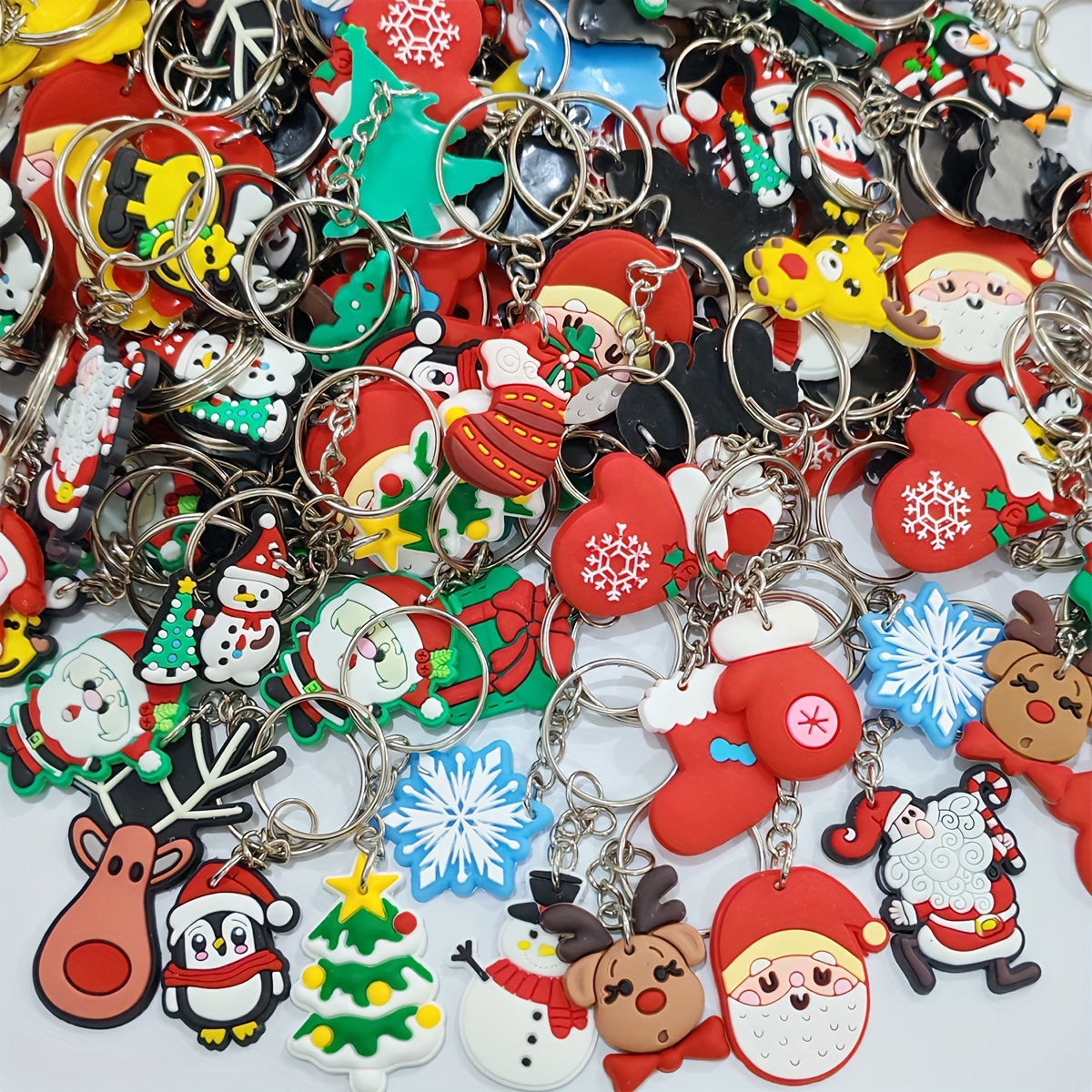 popular   45pcs christmas cartoon keychain set mixed designs pvc key rings for party favors and back to school gifts details 1