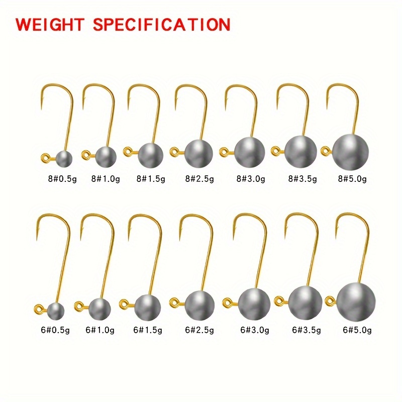 a set 50 weighted fishing hook set 6 8 hooks 0 5g 3 0g - Temu