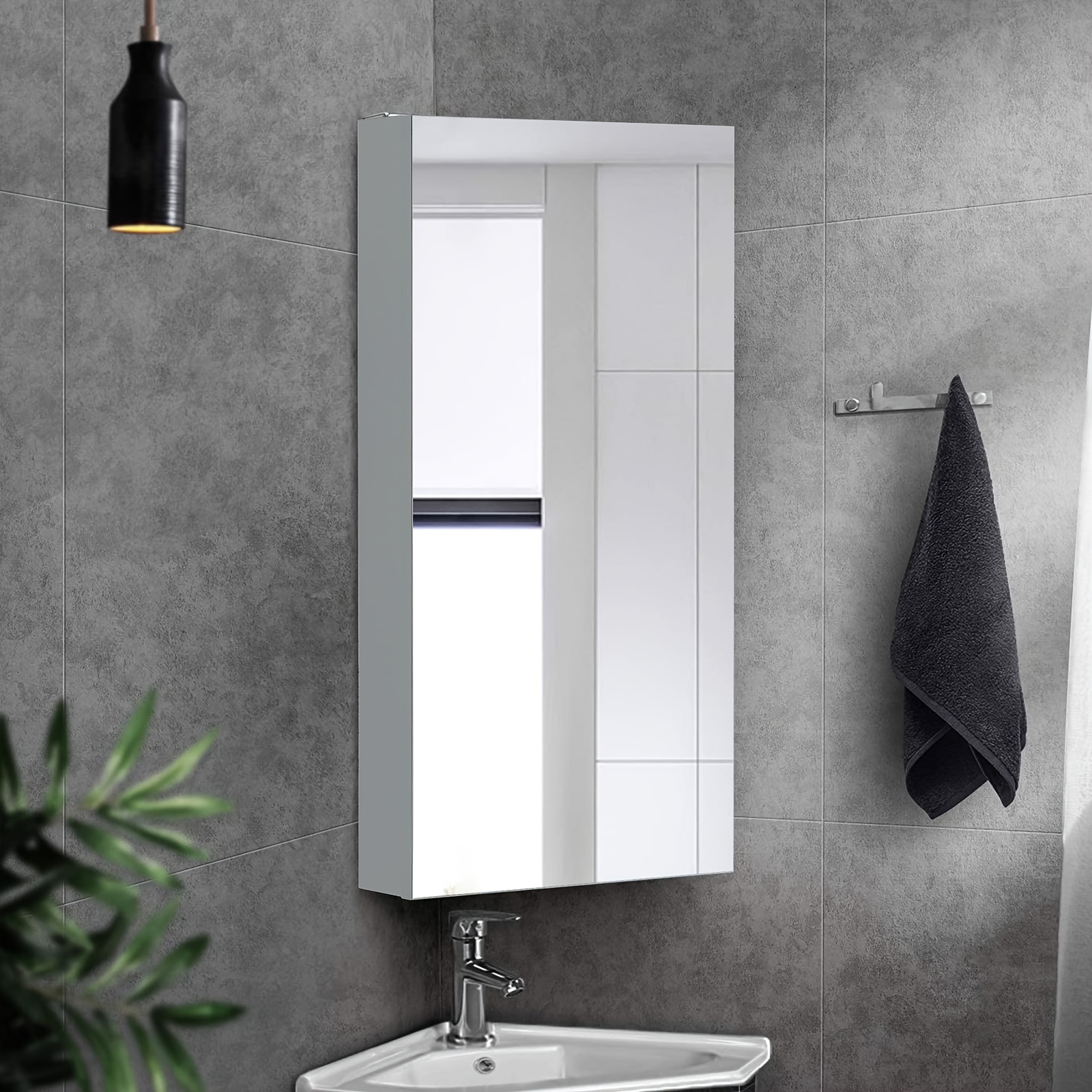 Wall-mounted Bathroom Cabinet Featuring A Corner Mirror And 2 Shelves For Storage