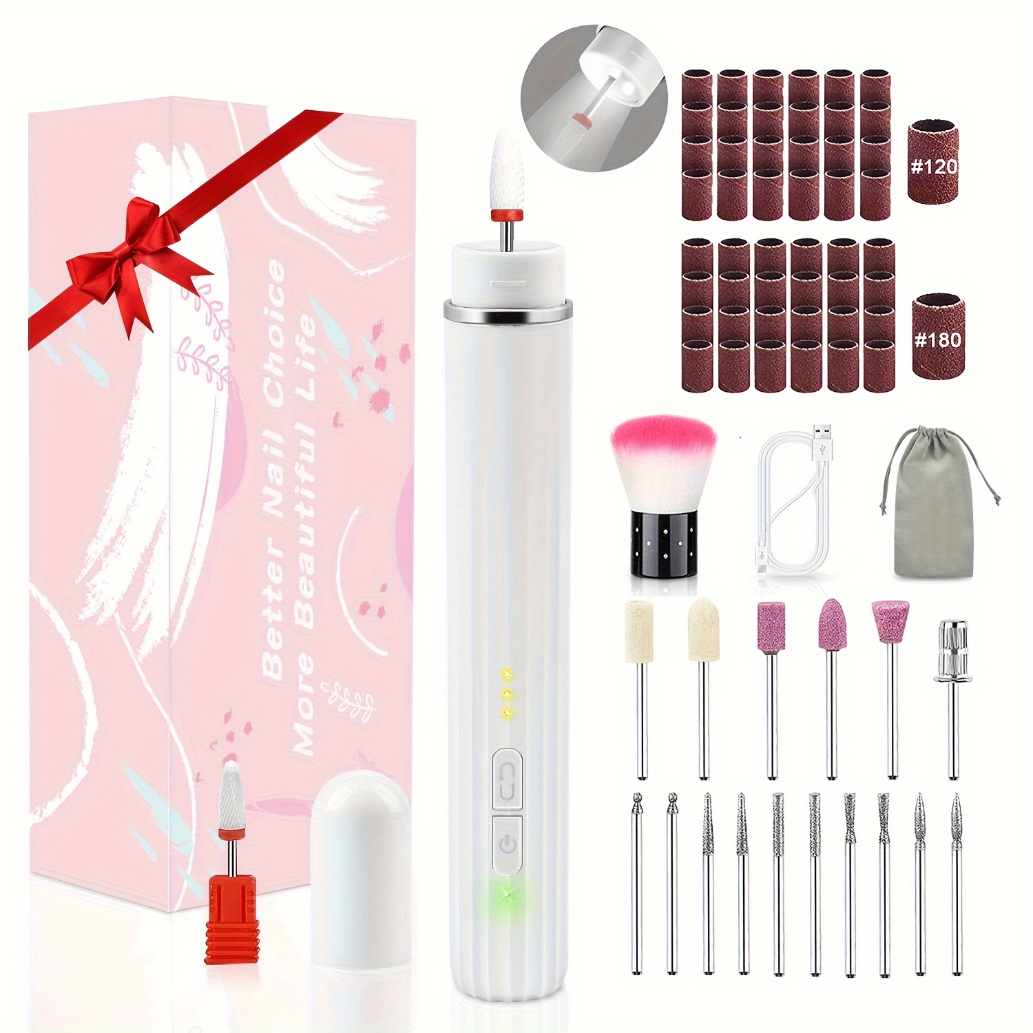 

71pcs Kit Led & Portable Bag, 20000rpm , 3- Rechargeable Wireless File, For , Gel Diy Pedicure