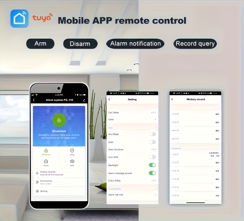 PGST 105 Sistema de Alarma WiFi 4G + Cámara 1080P para Seguridad del Hogar, Sistema Inteligente sin varillas Antirrobo con Notificaciones por SMS, Compatible con Alexa y Google, Control APP para Casa, Apartamento o Fábrica