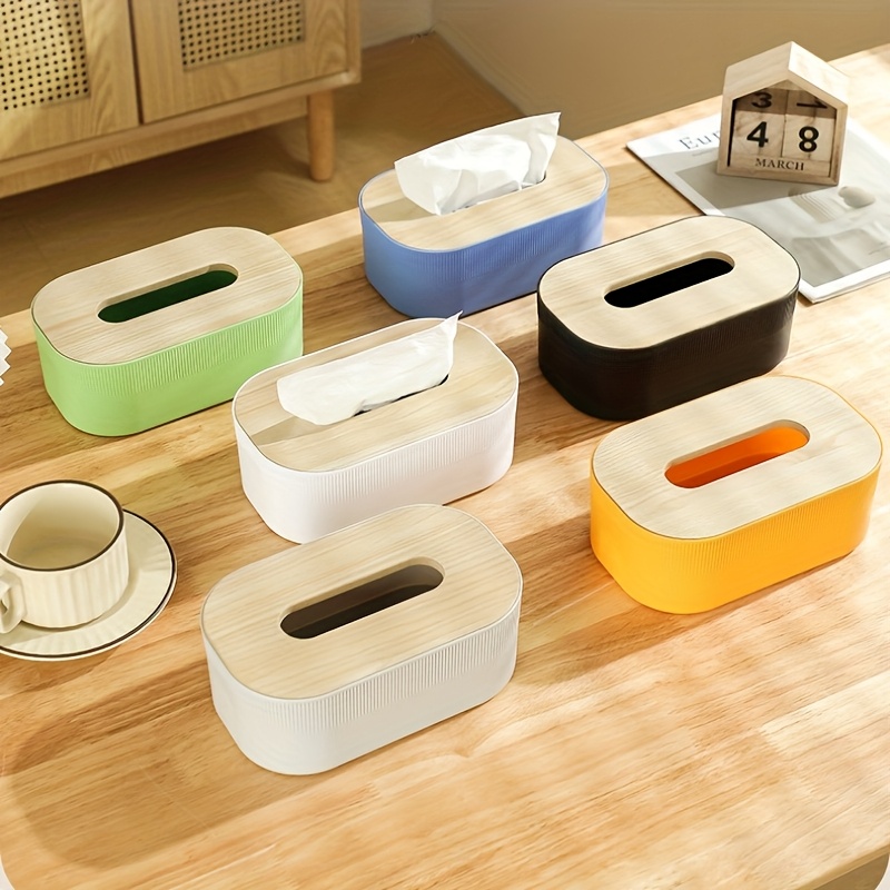 1pc   tissue box stand durable plastic square dispenser with wooden top suitable for bathroom dressing table counter and office decoration bathroom counter accessories bathroom decoration and accessories   Product details 0