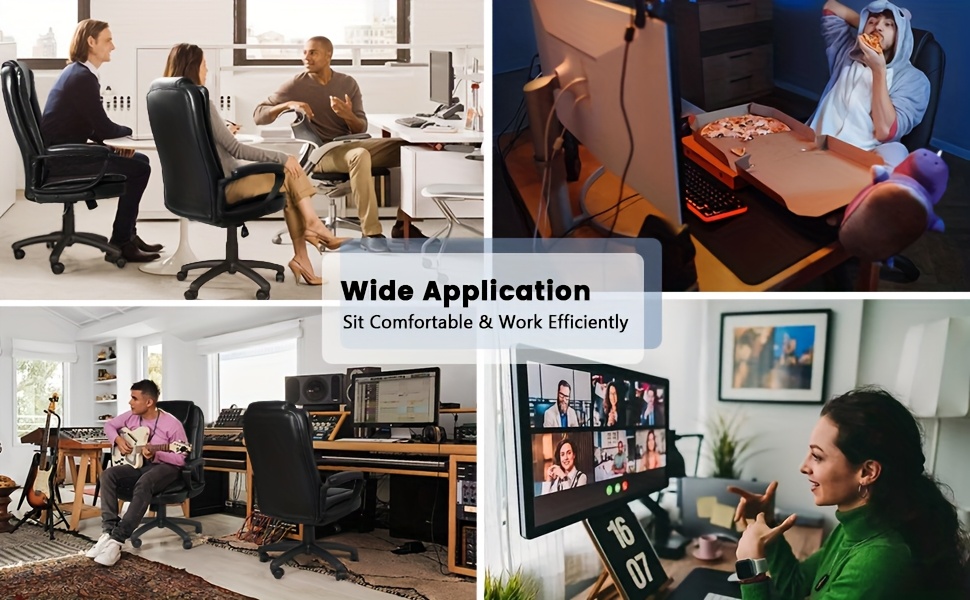 Home Office Desk Chair, 400LBS Big And Tall Managerial Executive Chair, High Back Computer Chair Gaming Chair, Ergonomic Adjustable Height Faux Leather Chair With Cushions Armrest, Heavy Duty Chair With Comfy Lumbar Support
