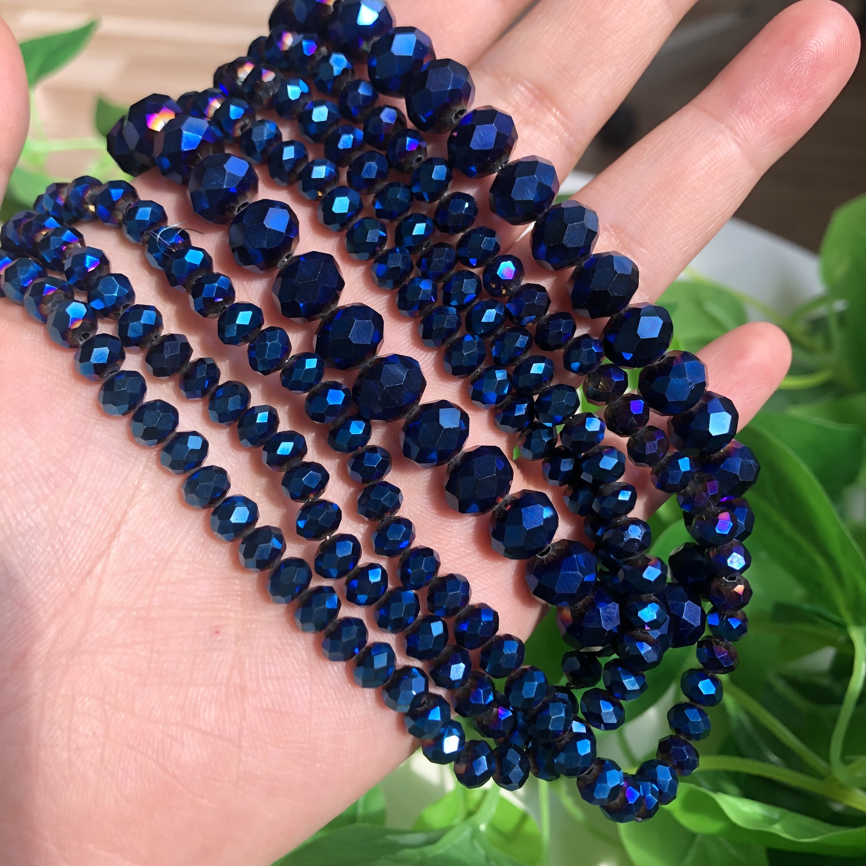 140/86/68/65pcs Shining Dark Blue Glass Beads 4-12mm Rondelle Shape Spacer Beads Perfect For Jewelry Making Diy Exquisite Bracelet Necklace Beading Accessories For Men And Women Gifts