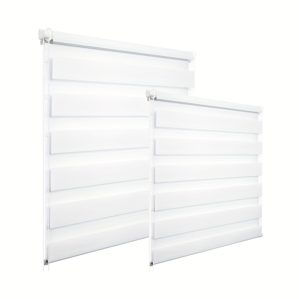 TEMU 2pcs, Double Curtains, Sun Shading Double Roller Blinds, No Hole Punching With Clamps Fixing, Translucent, Blackout, Light, Home Decoration,