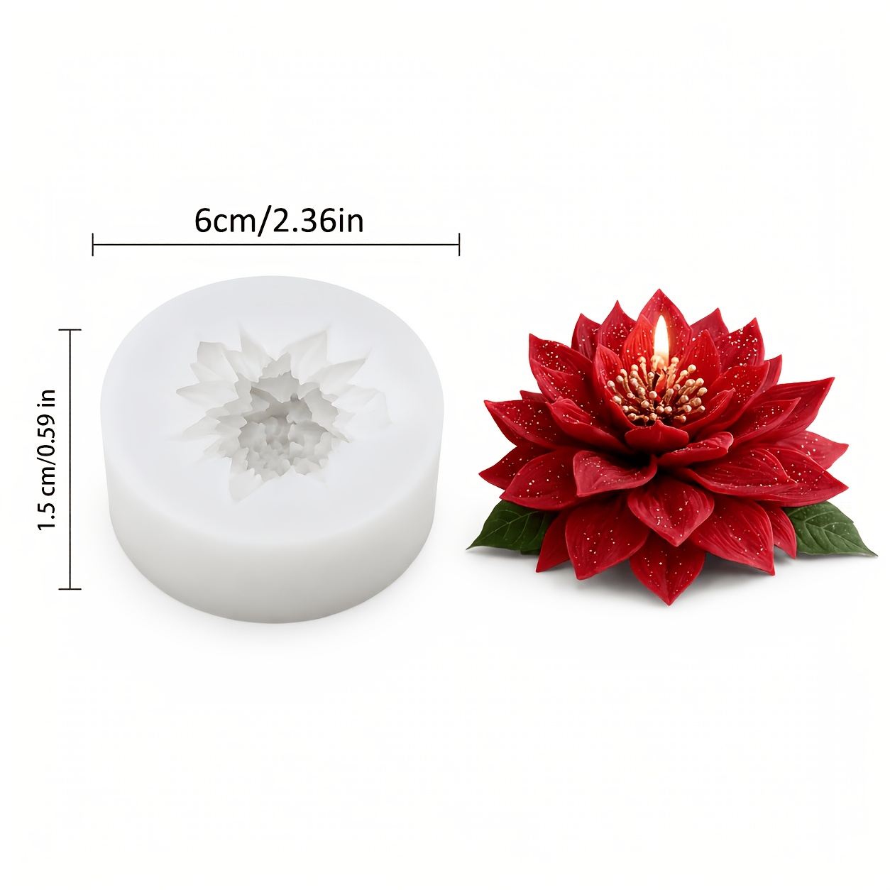 TEMU 3d Christmas Flower Silicone Candle Mold, Poinsettia Resin Plaster Casting Mould, Diy Aromatherapy Candle Making, Xmas Home Decor, Handmade Gift