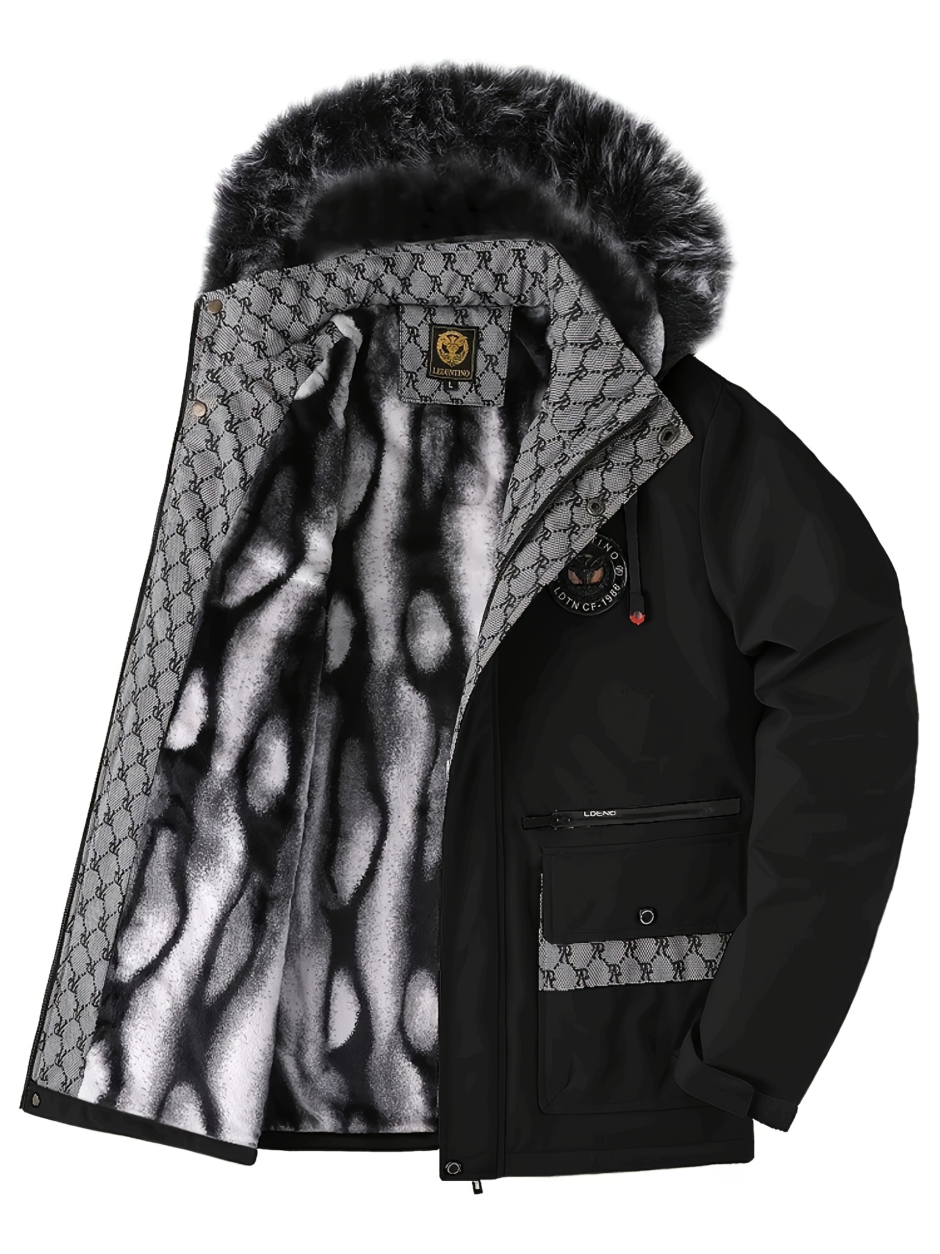 Men's Stylish Thickened Windproof Jacket with Large Pockets
