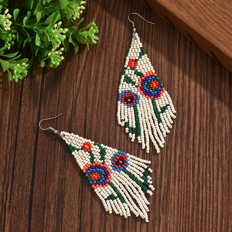 Bohemian Floral Pattern Bead Earrings for Women