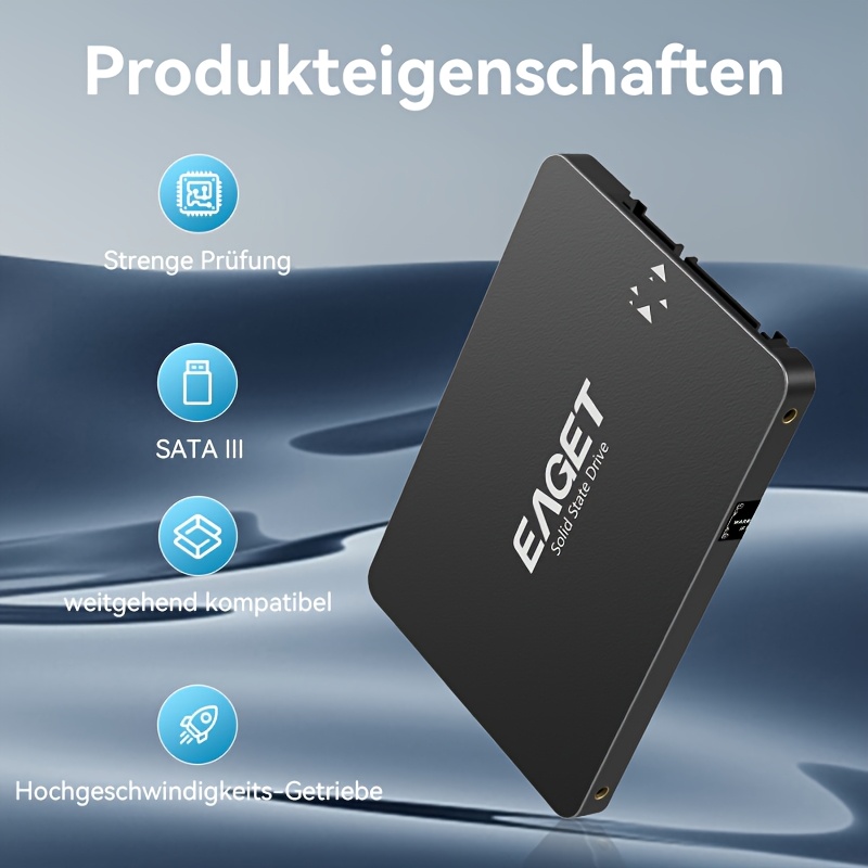 TEMU EAGET SSD Disco Duro Interno de 2.5 Pulgadas para PC o Laptop, SATA III 5Gb/S Disco Interno , 550Mb/S, Mejora de Almacenamiento de Computadora