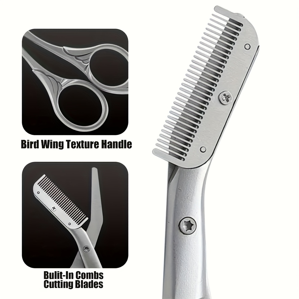 Professional Stainless Steel Eyebrow Trimmer Scissors - Ambidextrous Precision Grooming Tool, Hypoallergenic Blades for Sensitive Light Beige, Ergonomic Design for Right/Left Hand Use, Unisex Beauty Tool | Sleek Metallic Finish | Polished Finish
