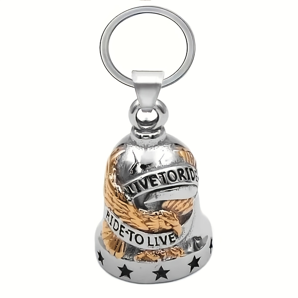 TEMU Eagle Letter Bell Keychain, Motorcycle Charm Bell, Protective Bell, Bell, Keychain, Suitable For Motorcycle, Bicycle, Pet, Backpack Key